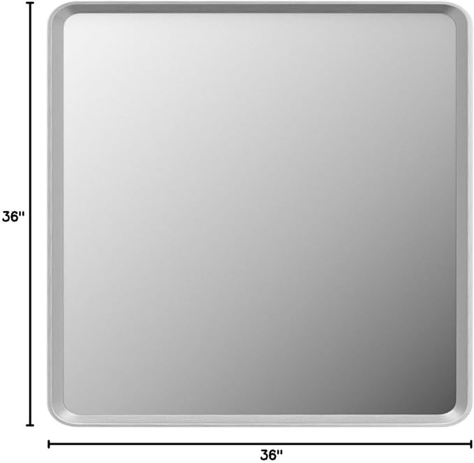 36x36 Square Silver Bathroom Mirror, Rounded Rectangle Bathroom Vanity Mirror - Image 8