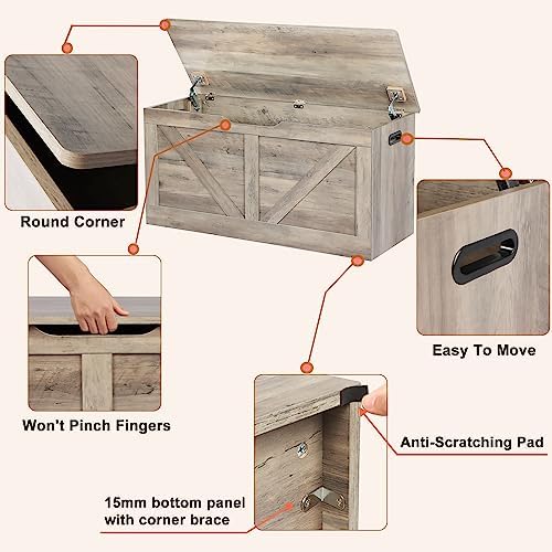timberer 39.4" storage chest, wooden storage bench, large, package contents