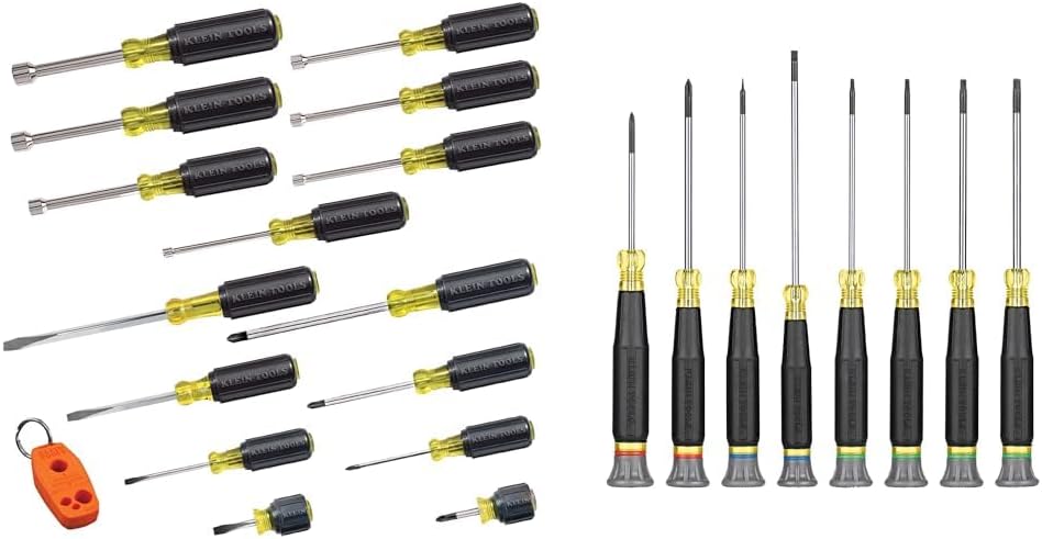 Klein Tools 80021 16-Piece Screwdriver Set with Magnetizer and Klein Tools 85617 8-Piece Precision Screwdriver Set