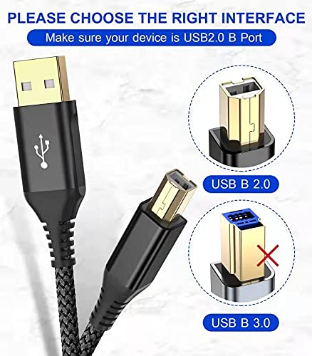 sweguard Printer Cable 15ft USB A to USB B Printer Cord High-Speed Nylon - Image 4