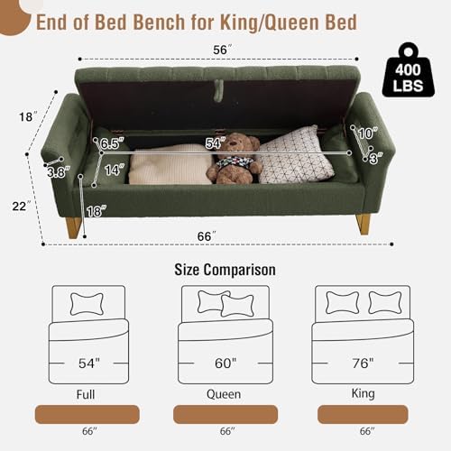 66" storage bench for bedroom upholstered end of shown in use