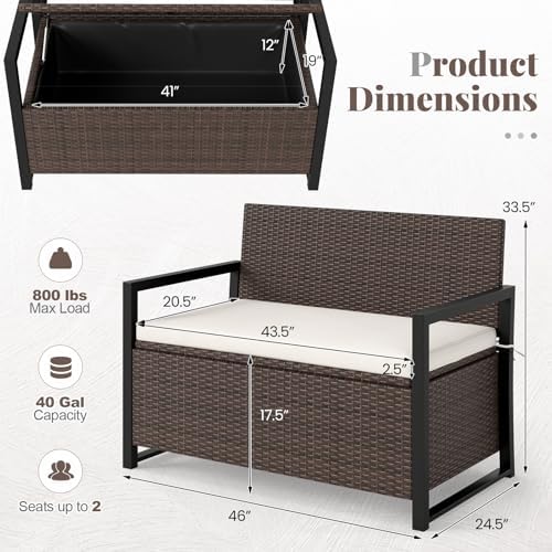 relax4life wicker rattan outdoor storage loveseat bench mix, close-up detail