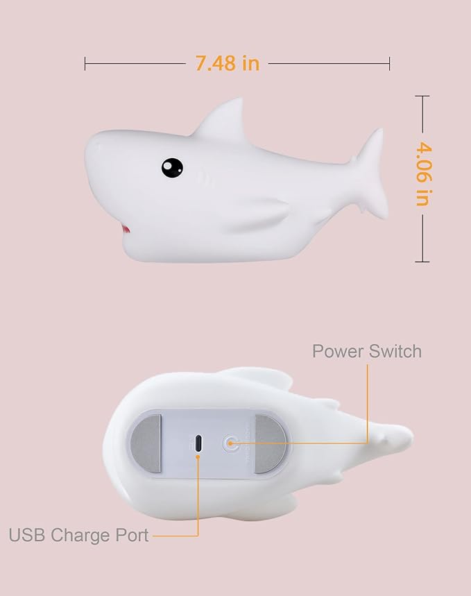 Shark USB Rechargeable Silicone LED Night Light - Image 4