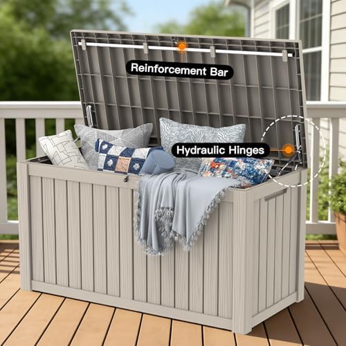 mars villa deck box, outdoor storage box waterproof on a desk or shelf