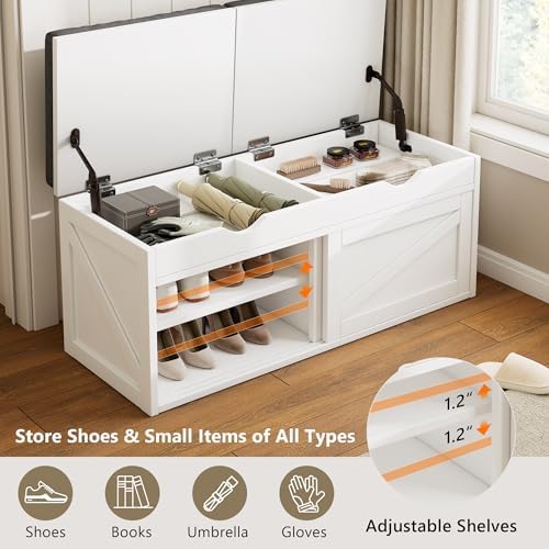 ipormis shoe storage bench,40" wide 2-tier shoe bench, close-up detail