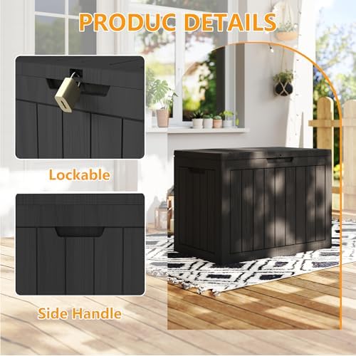 35 gallon deck box outdoor cushion storage waterproof, close-up detail