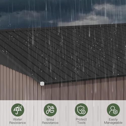 aoxun 14x12 ft outdoor storage shed, metal shed, side view