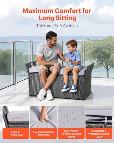 vevor outdoor storage bench, 2-person pe rattan storage, package contents