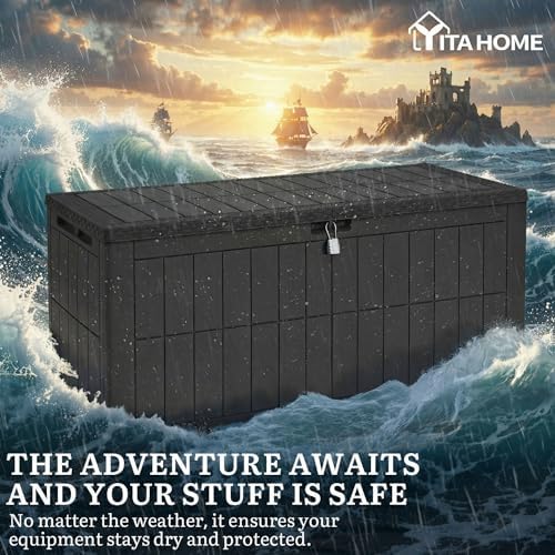 yitahome 134 gallon large outdoor storage box with, package contents