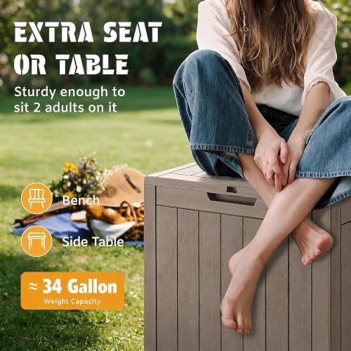 nunu lab 34 gal outdoor storage box waterproof showing dimensions