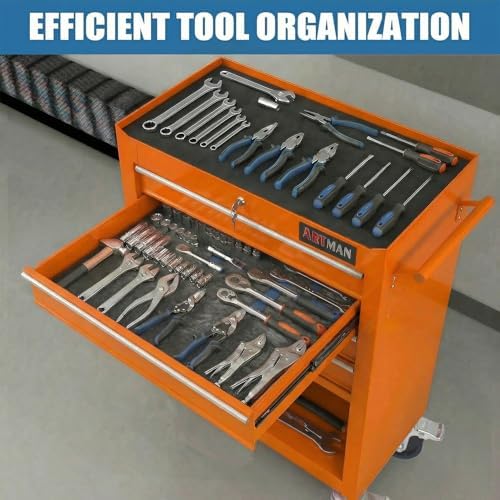 4 drawers tool chest on wheels, multifunctional rolling showing dimensions