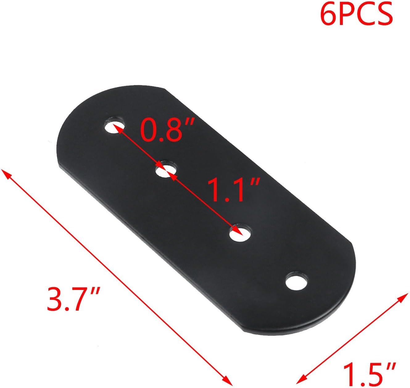 T Tulead Black Straight Brace Metal Flat Brackets 3.7"x1.5", 6PCS | Melding Plates, Repair Fixing Brace, with Screws