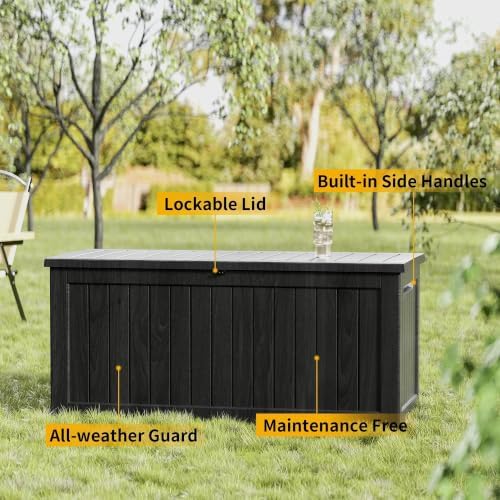 outdoor storage box 275gal waterproof resin deck box,pool showing dimensions