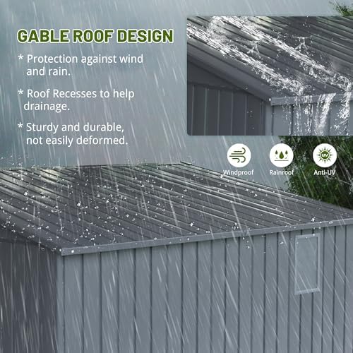 domi outdoor storage shed 11'x12.5', metal sheds storage, close-up detail