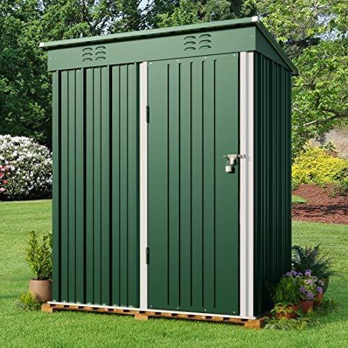 gizoon 5x3 ft outdoor shed, galvanized metal shed on a desk or shelf