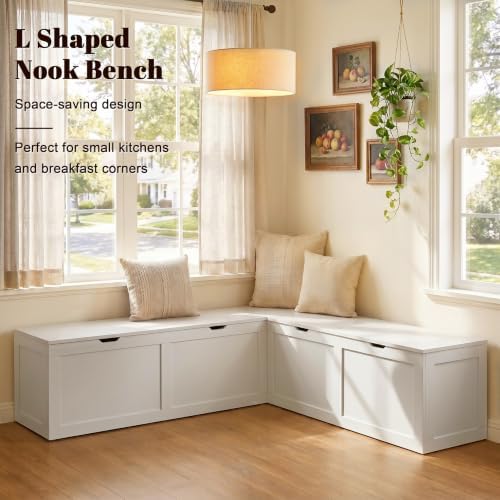 63” breakfast nook bench, l shaped storage bench, close-up detail