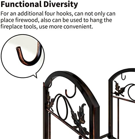 firewood racks with fireplace tools 30 inch retro, side view