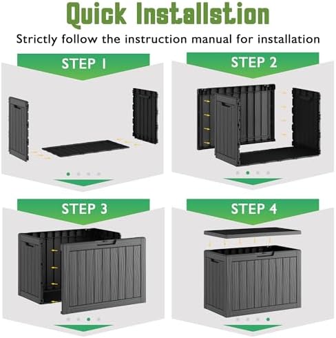 outdoor storage waterproof deck box for patio (50, package contents