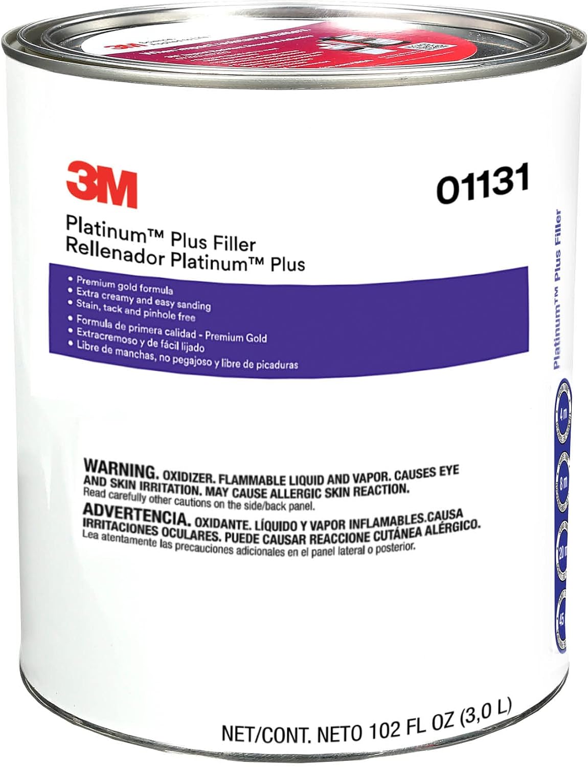 3M Platinum Plus Filler 01131, Lightweight, Stain Free, Tack Free, Quick Application, 1 gallon | Quick Application