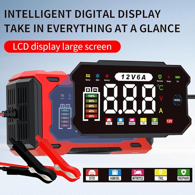 6-Amp 12V Smart Car Battery Charger, Battery Maintainer Trickle Charger - Image 8
