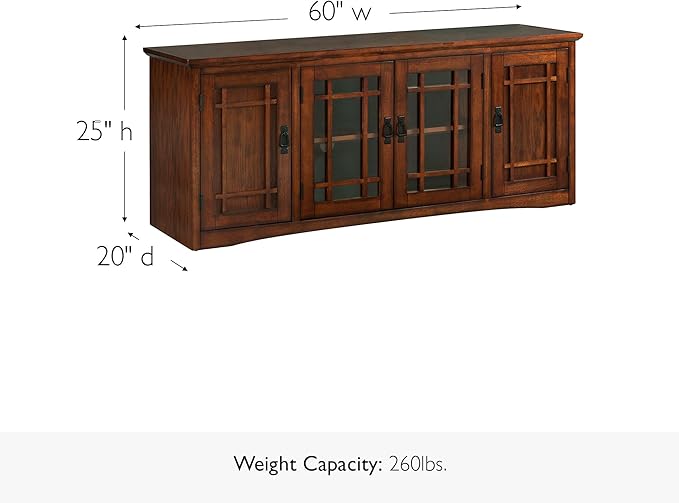 Leick Home 82360 Solid Wood Mission Oak Four Door TV Stand - Image 5