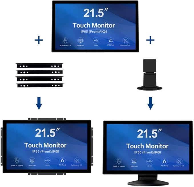 GreenTouch 21.5 inch 10 Points Touch Front IK08/IP65 Open Frame Touch Monitor - Image 4