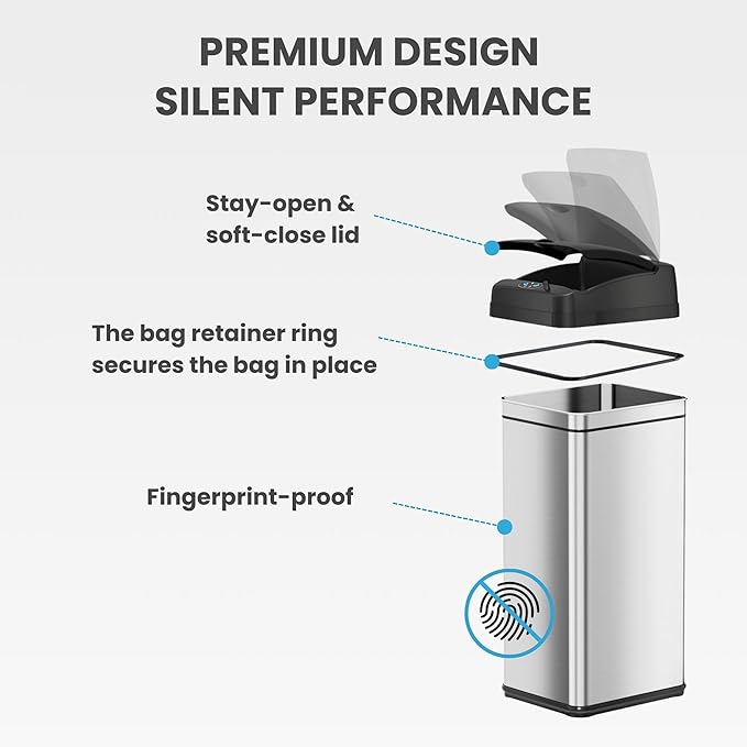 iTouchless 13 Gallon Kitchen Trash Can - Image 6