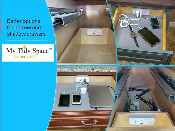 My Tidy Space Low Profile Combo USB-A USB-C 15 Amp in Drawer Docking Station - Image 6