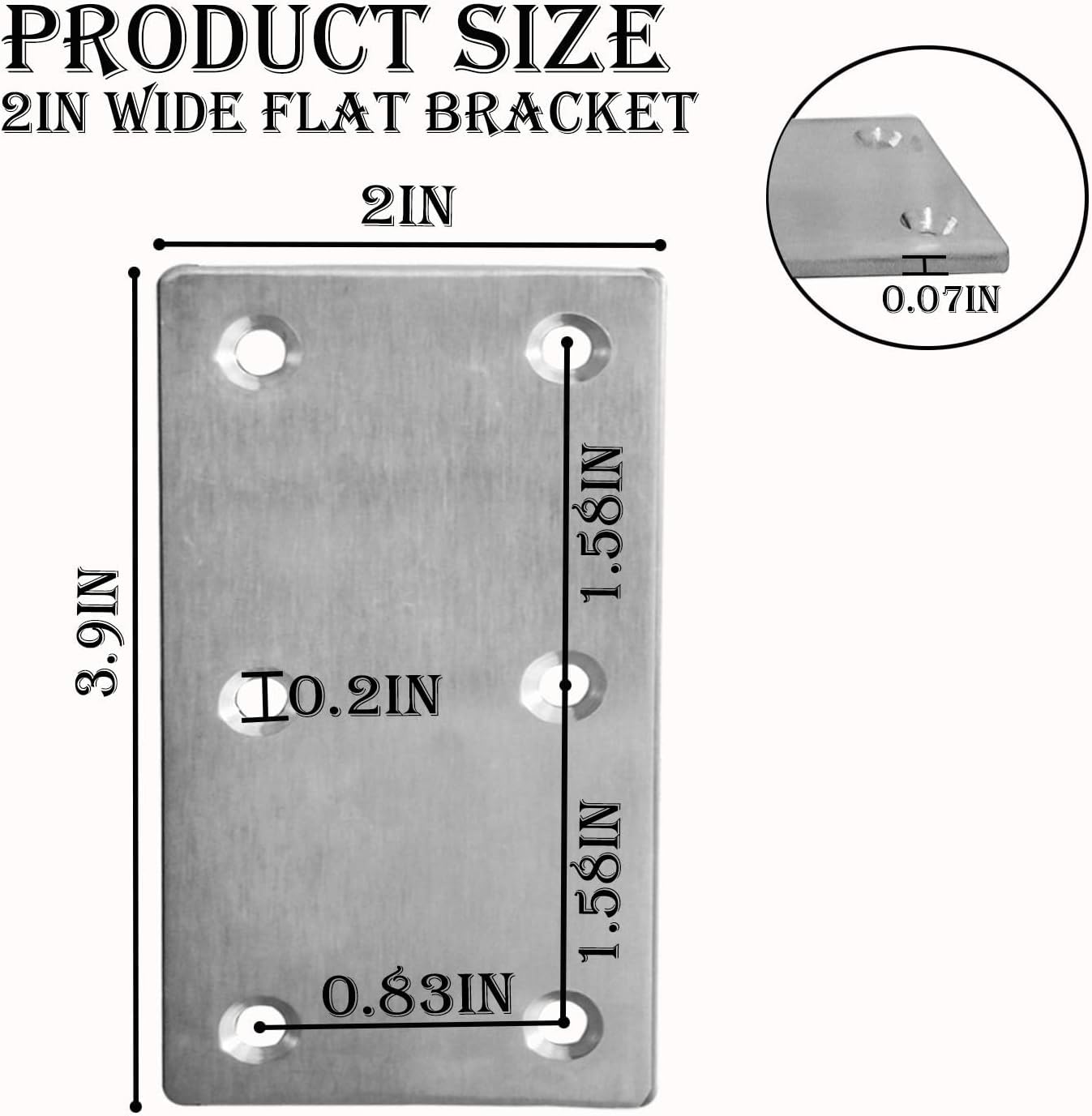 20Pcs Stainless Steel Flat Bracket Mending Plate4 x2 Bracket Joining Plate | Heavy Duty Stainless Corner Brace Metal Repair Fixing Joining Plate Right Angle Brace for Wood Furniture Cabinet Shelves