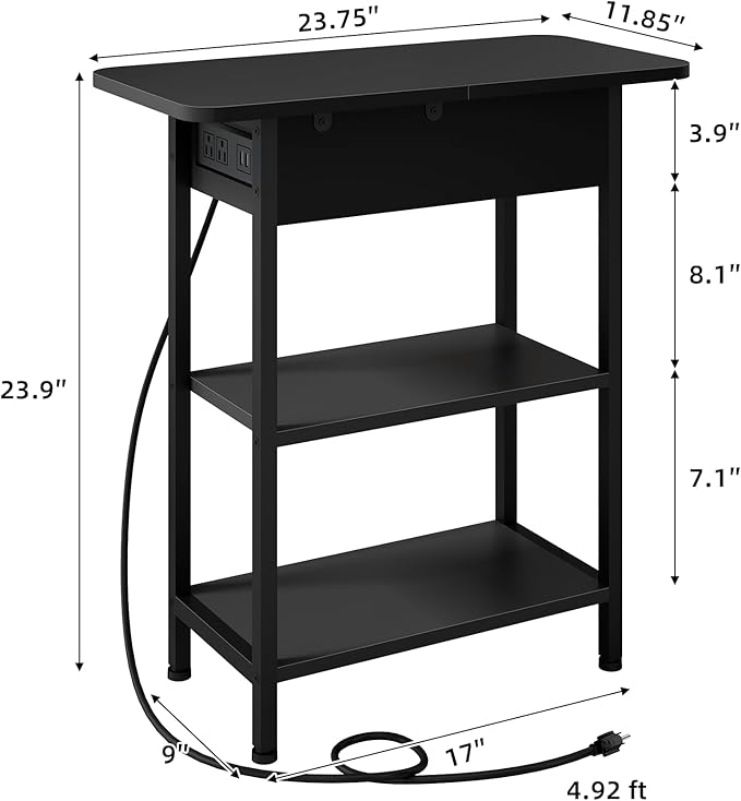 LIDYUK End Table with Charging Station, Nightstands Set of 2 - Image 3