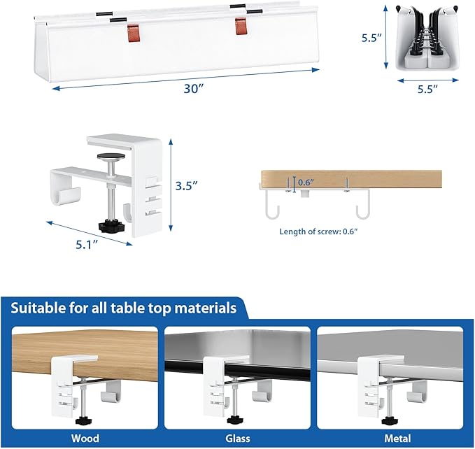 Zilink Under Desk Cable Management 30" No Drill Desk Cable Management Tray - Image 5