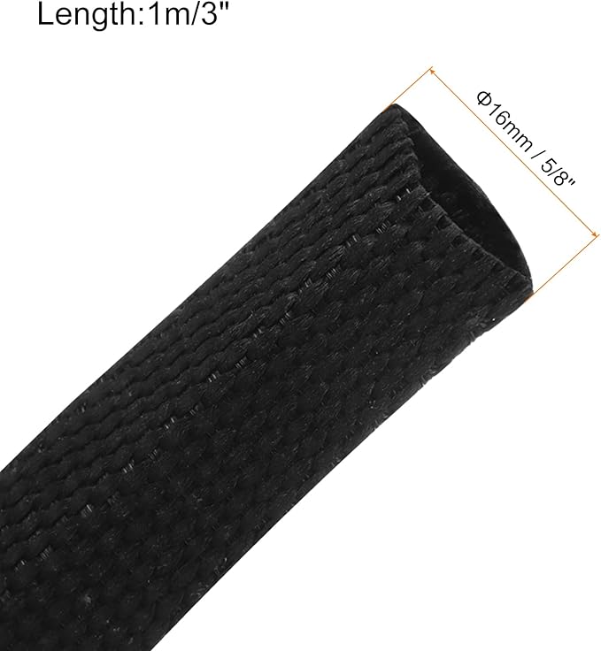 MECCANIXITY Braided Cable Sleeves Heat Shrinkable Fabric Sleeving, 5/8" 3ft - Image 2