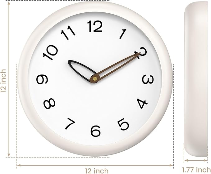 lanktoo Modern Wall Clock, Battery Operated, Tempered Glass, Bathroom - Image 7