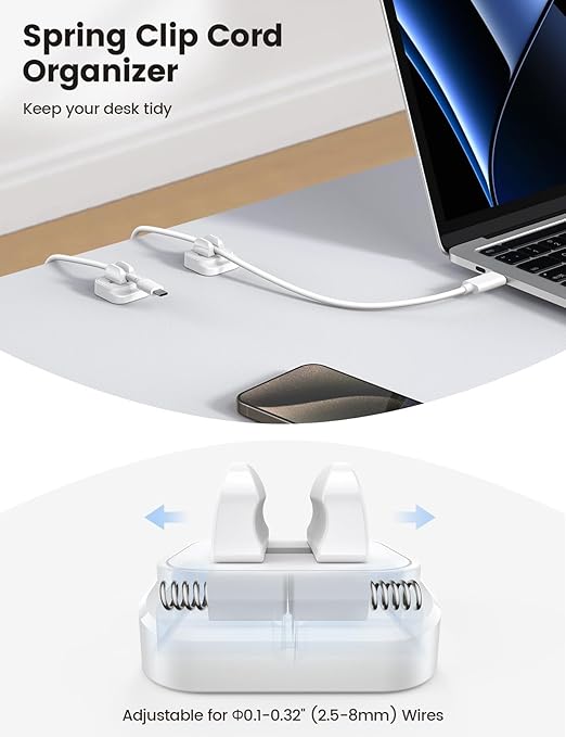 10Pack Cable Spring Holder Clips, Cord Organizer - Image 2