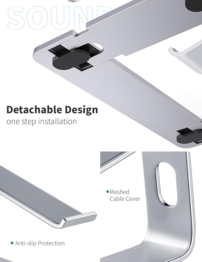 SOUNDANCE Laptop Stand, Aluminum Computer Riser, Ergonomic Laptops Elevator - Image 5