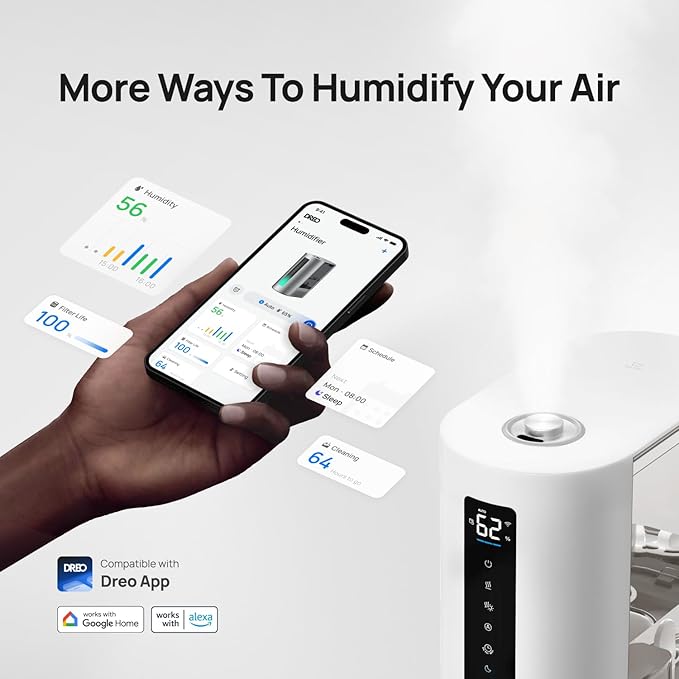 DREO 6L Humidifiers for Bedroom, Smart Warm & Cool Mist for Large Room - Image 3