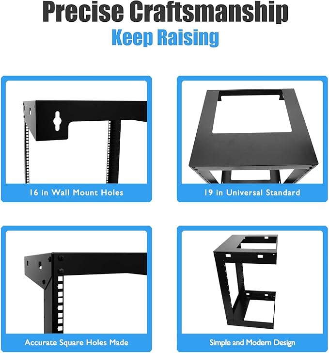Raising electronics 12U Wall Mount Open Frame 19 Inch Server Equipment Rack - Image 6
