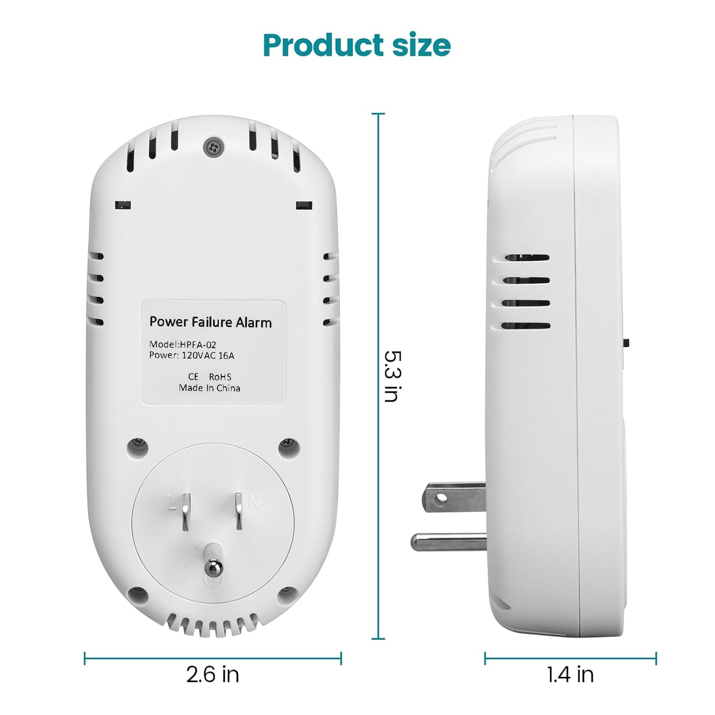 Briidea Power Failure Outage Alarm for Freezer, with LED Indicator Lights and 80-120dB Adjustable Alarm, Perfect for Monitoring Refrigerators, Freezers, and Sewage