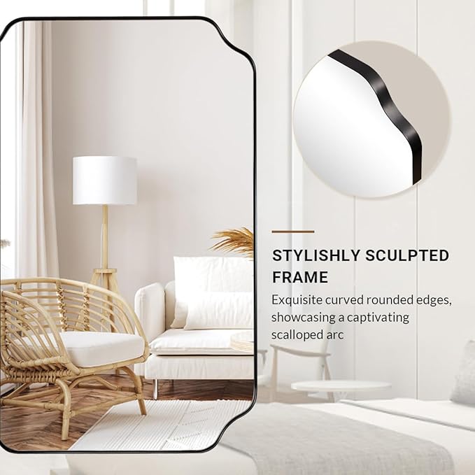 ANDY STAR Black Bathroom Mirror, 22x30 Inch Asymmetrical Mirror, Irregular Wall - Image 7