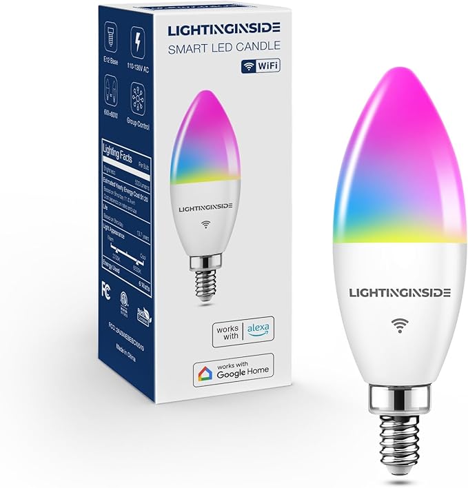Lightinginside E12 Smart Light Bulbs 60W Equiv., Work by Lightinginside