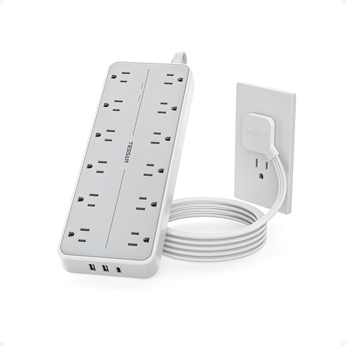 TESSAN Surge Protector Power Strip, Extension Cord by TESSAN