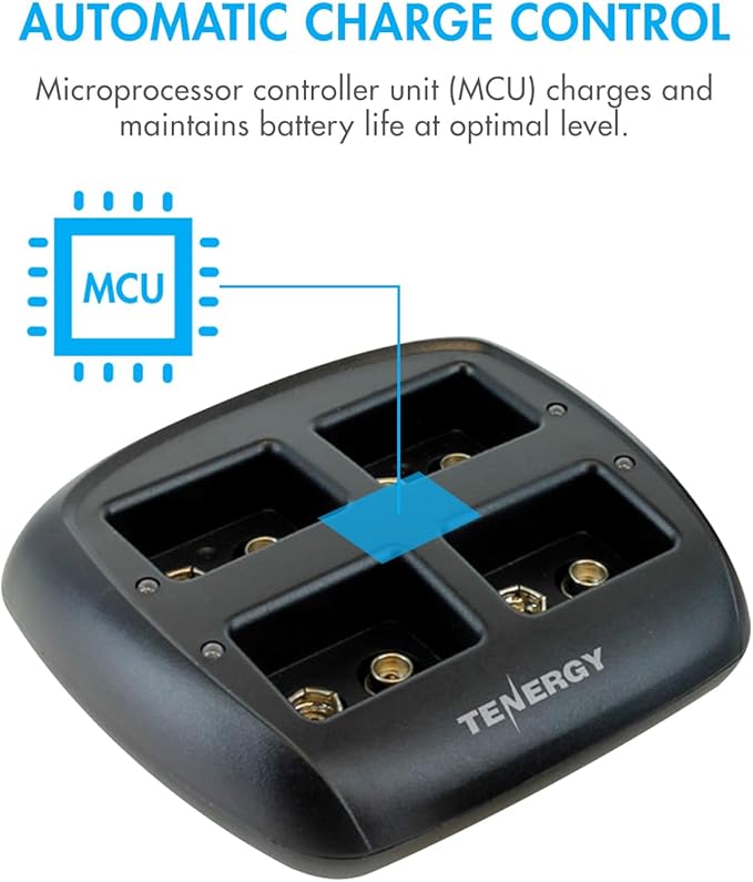 Tenergy TN294 4 Bay 9V Li-ion Battery Charger and 8 Pack 9V 600mAh Li-ion - Image 5