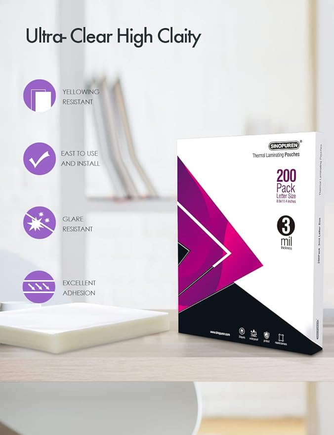 SINOPUREN Thermal Laminating Pouches, 3mil Laminating Sheets, 8.9x11.4 Inches - Image 5