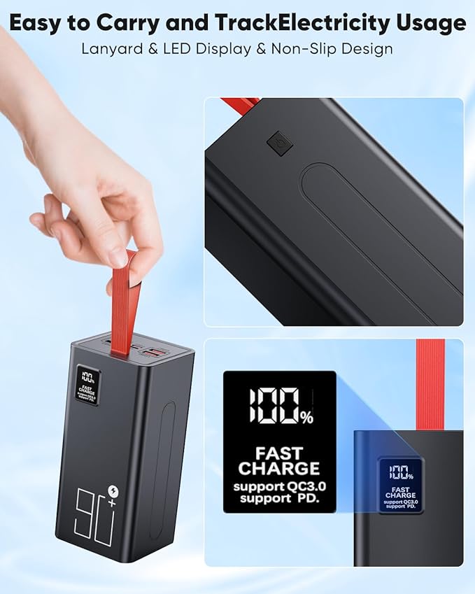 90000mAh High Capacity Power Bank, 30W Fast Charging Portable Charger PD&QC 3.0 - Image 9