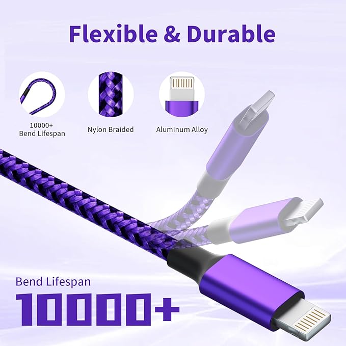 USB C Multi Charging Cable, 3 in 1 Charging Cable Nylon Braided Universal - Image 4