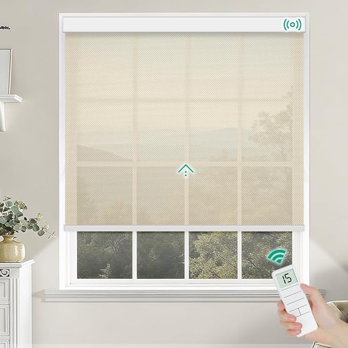 Kilonity Motorized Roller Shades, Light Filtering Remote Control Custom Window by Unknown