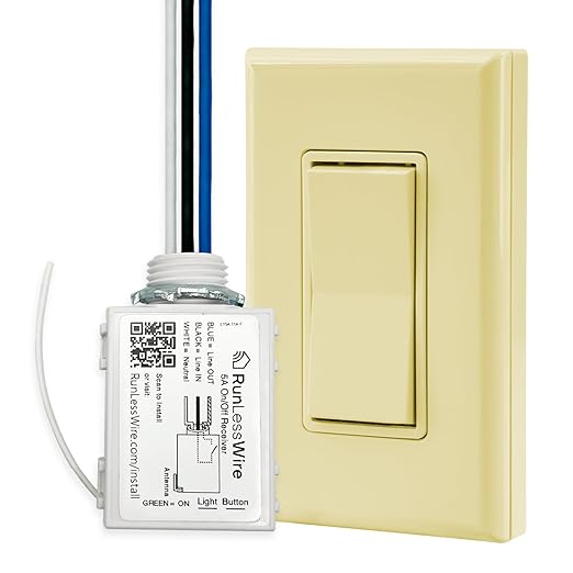 RunLessWire Single Pole Battery-Free DIY Wireless Light Switch Kit 150ft RF by RunLessWire