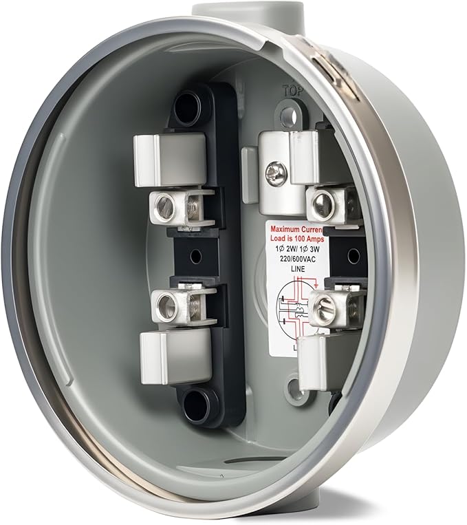 100 Amp Meter Socket, 4 Jaw Meter Base, 240V 3 Wire Ring Type, by JINDOUZI