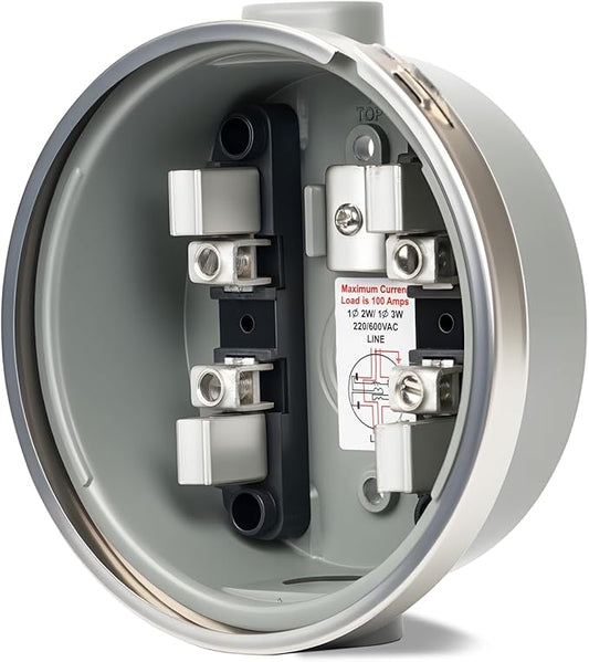 100 Amp Meter Socket, 4 Jaw Meter Base, 240V 3 Wire Ring Type, by JINDOUZI