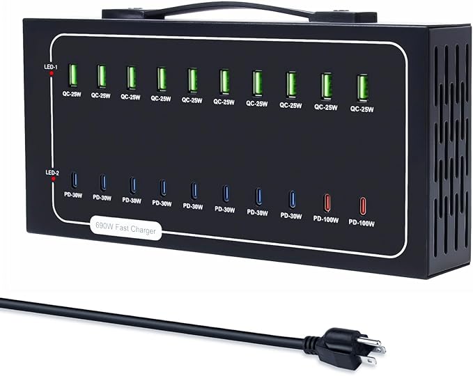 690W USB Charging Station, 20 Port Fast Charging Station by Yoodarmx